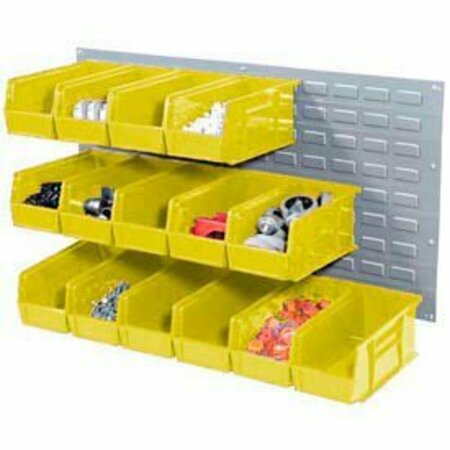 GLOBAL INDUSTRIAL Wall Bin Rack Panel 36 x19, 24 Yellow 5-1/2x11x5 Stacking Bins 550201YL